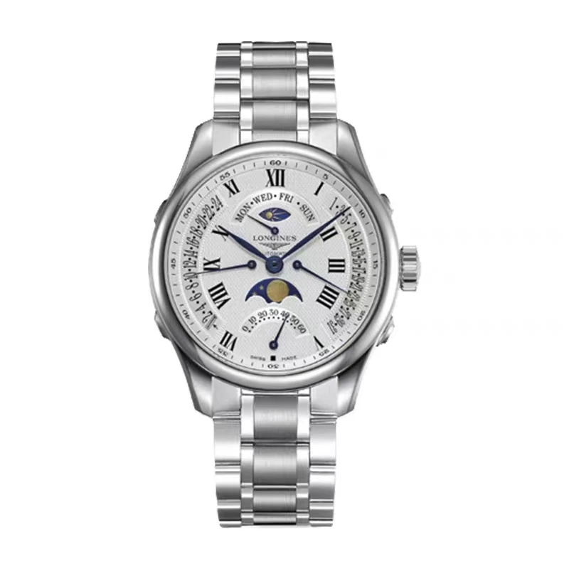 99新 Longines/浪琴 L2.739.4.71.6/飞返逆跳月相/表径44