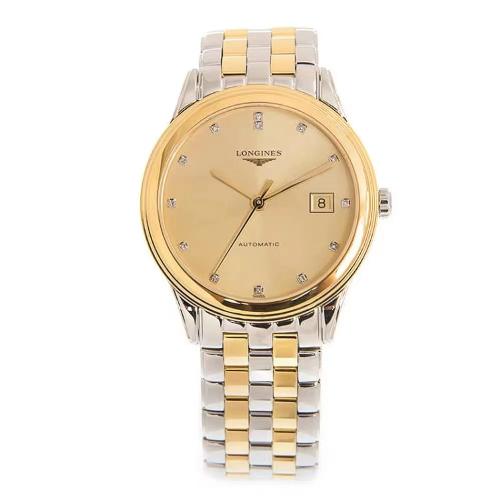 99新 Longines/浪琴 L4.974.3.37.7/军旗974间金原镶钻/38.5表径