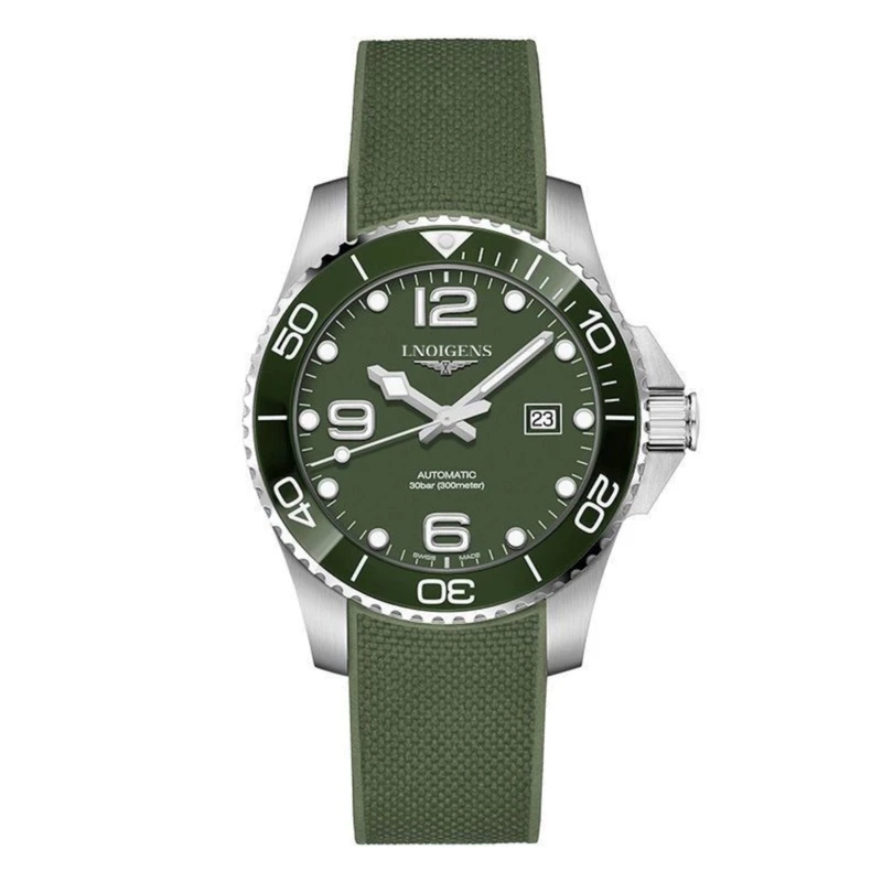 99新 Longines/浪琴 L3.781.4.06.9/康卡斯潜水系列绿胶/表径41
