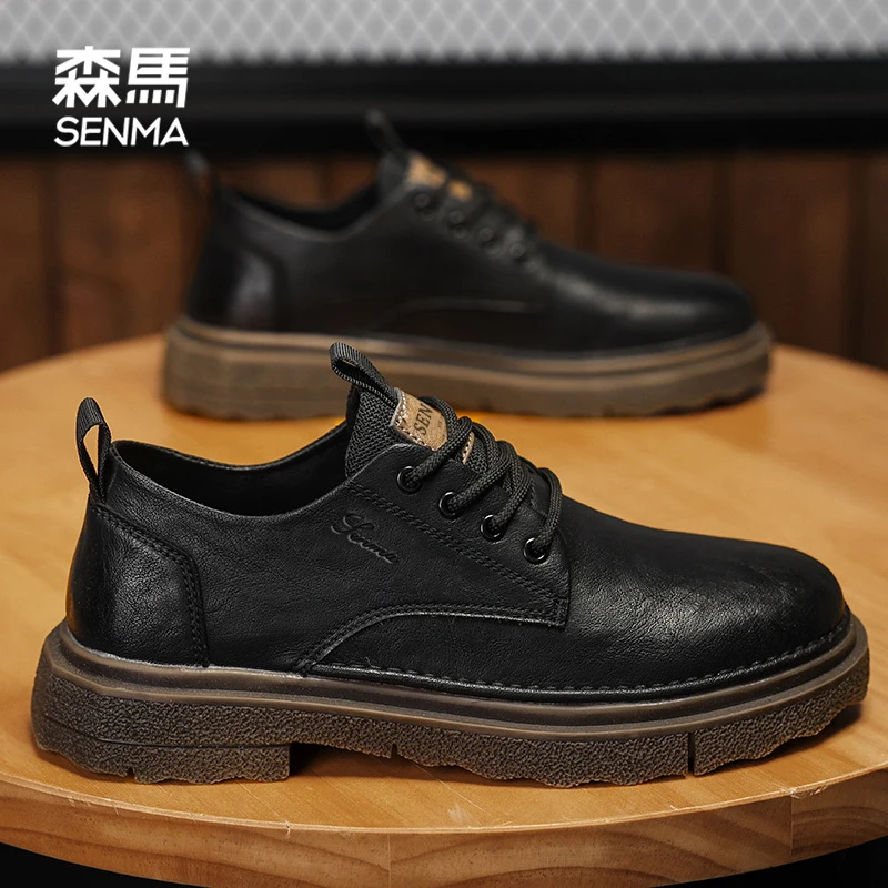 SENMA/森马皮鞋男款秋季2025新款男士正装商务休闲低帮英伦马丁靴