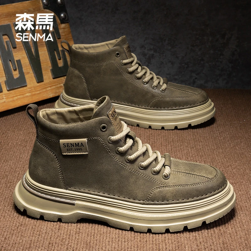 SENMA/森马新款马丁靴男款高帮男鞋增高秋季爆款沙漠作战工装潮靴