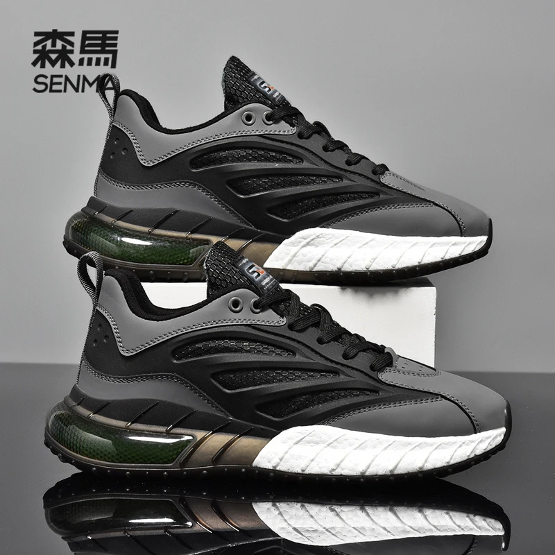 SENMA/森马男鞋2024秋季百搭运动时尚休闲鞋子男款增高网面跑步鞋