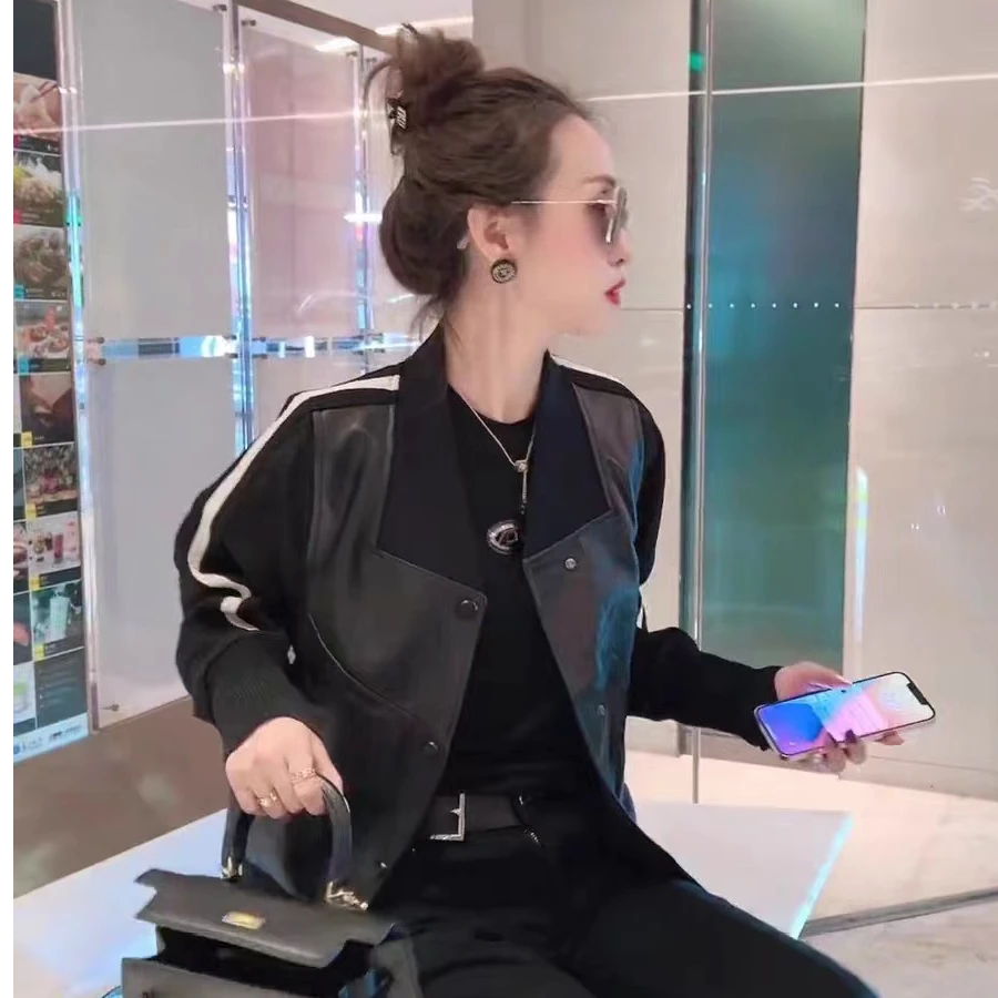 海宁真皮皮衣外套女绵羊皮2025春秋款头层羊皮夹克棒球服女士上衣