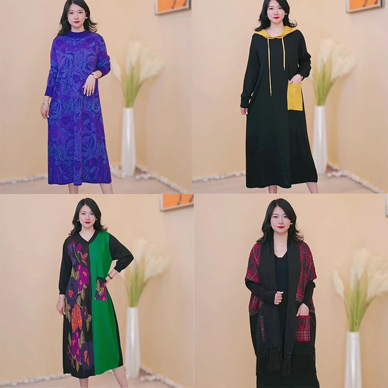 【701----750】2024冬季新款时尚百搭宽松连衣裙