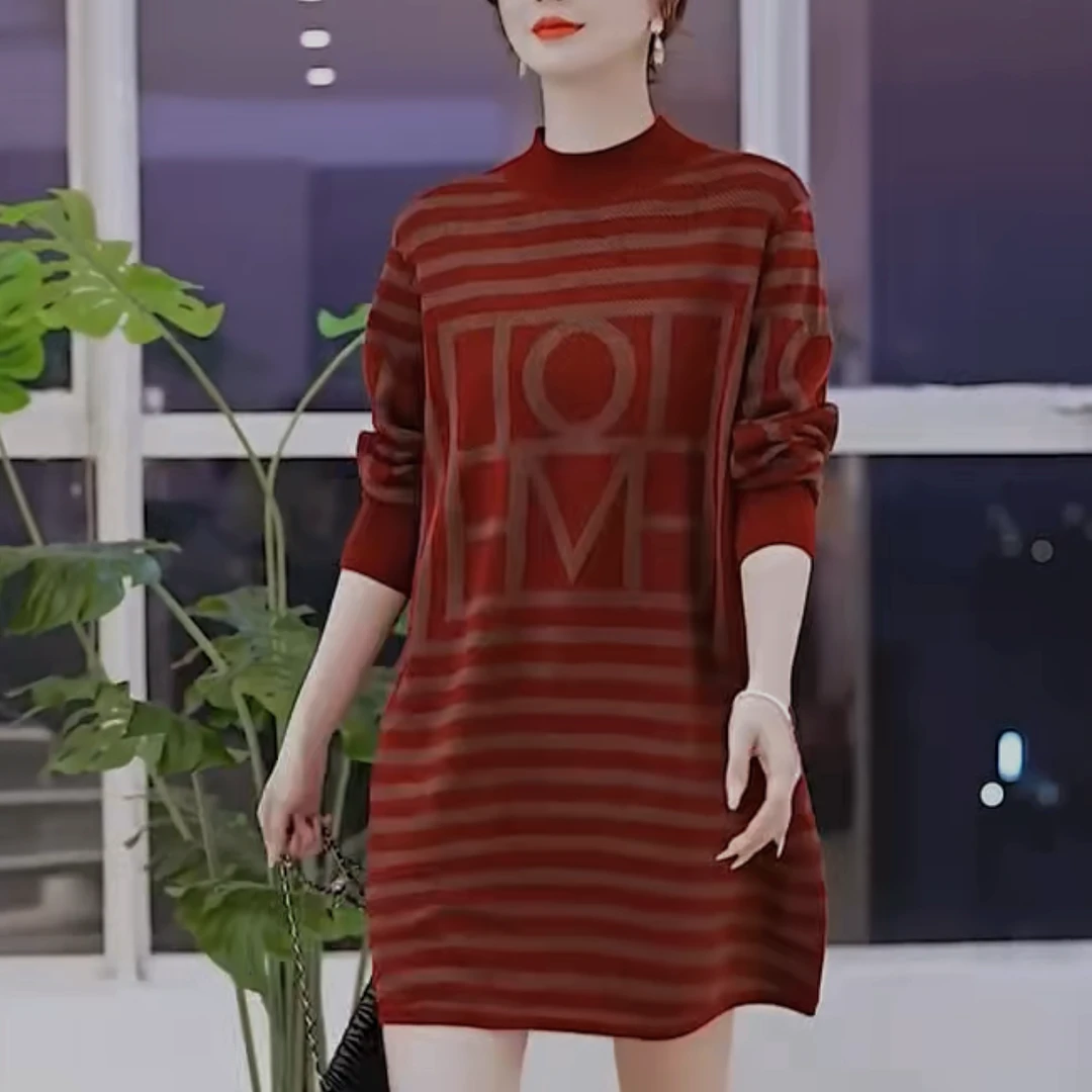 【D055】2024年秋季新款显瘦妈妈装连衣裙