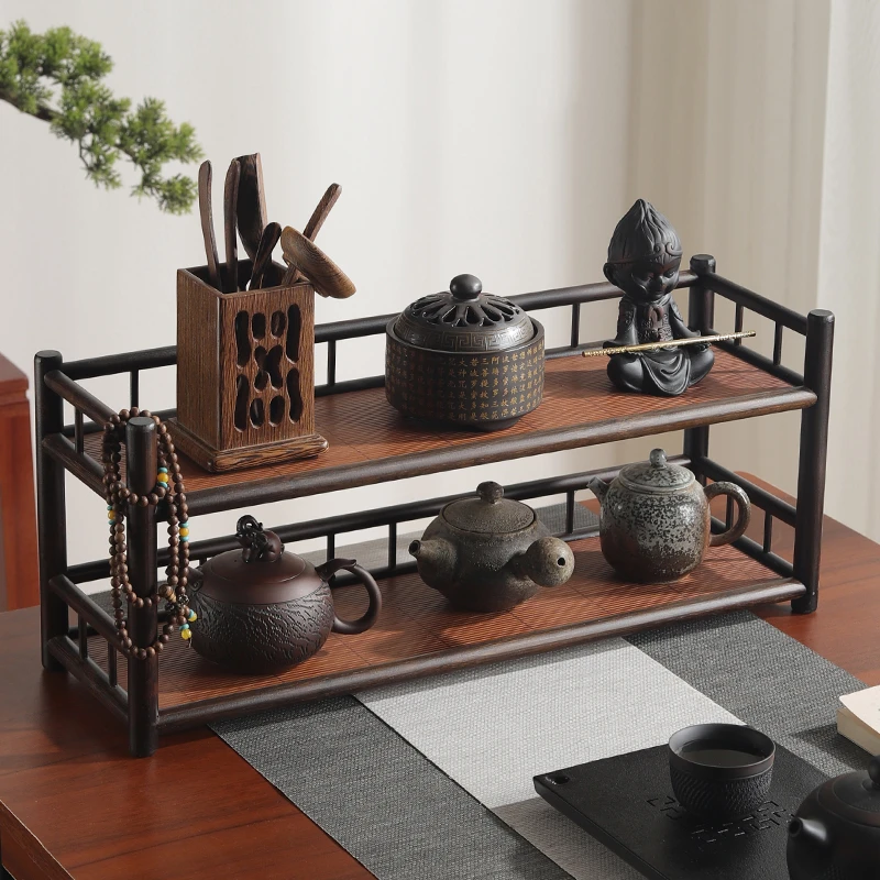 桌面博古架茶杯架子紫砂壶收纳架茶桌茶具摆放架小型置物架展示架