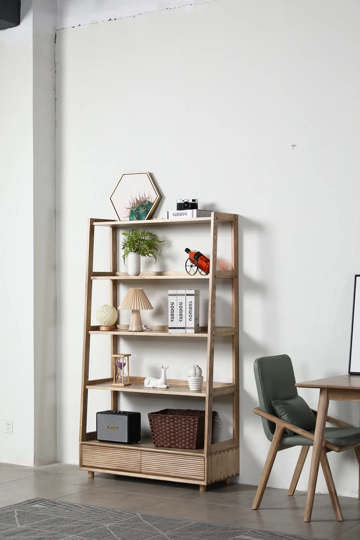 白蜡木实木落地书架客厅北欧