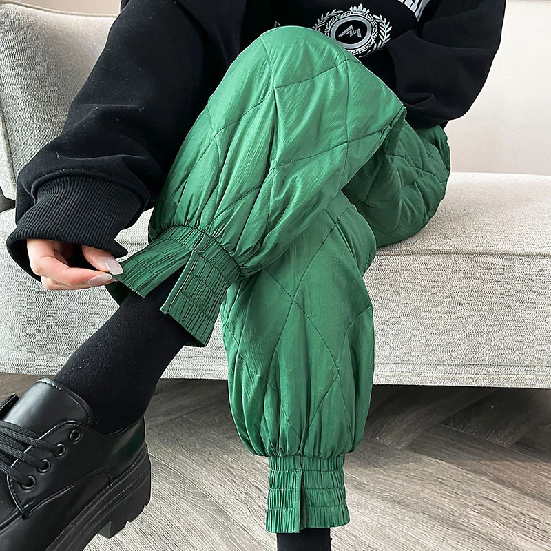 绿色羽绒裤女冬季外穿2024新款零下40度轻薄款防寒小个子加厚棉裤