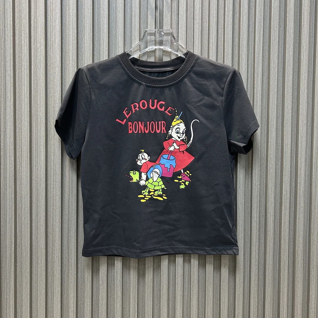 Gtt家早春公主与小矮人童趣童话刺绣纯棉圆领正肩短袖