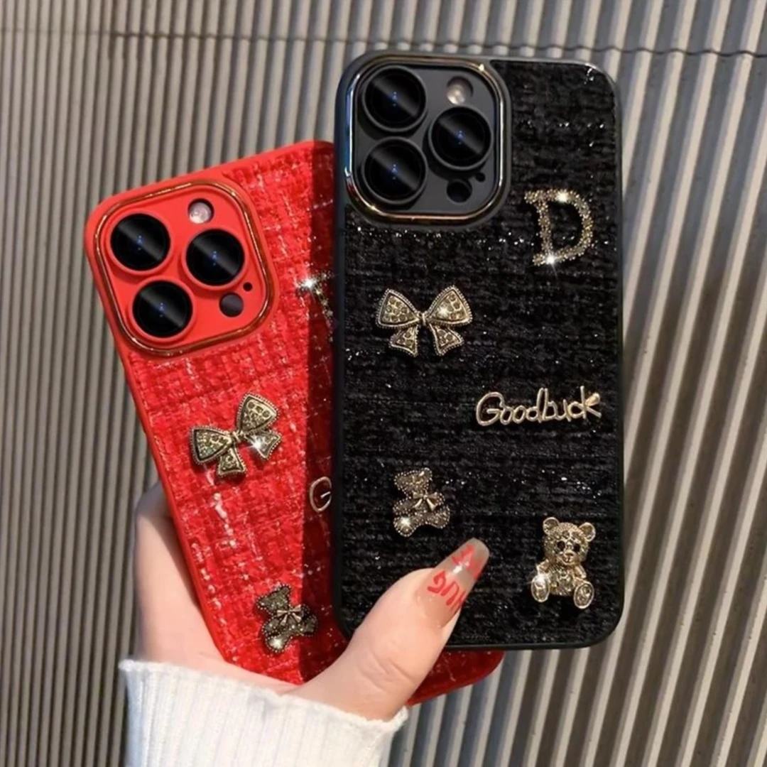 小香风绒布适用苹果14promax手机壳秋冬新款iPhone14pro带镜头膜