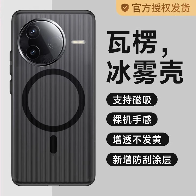 适用红米k80手机壳小米k80pro新款瓦楞磁吸磨砂全包防摔男女外壳