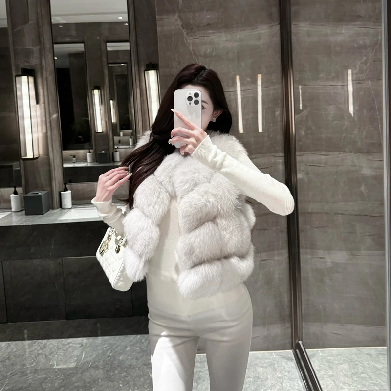 皮草马甲2024新款毛毛狐狸毛外套