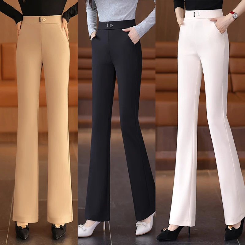 微喇裤女2024夏季新款高腰显瘦喇叭裤垂感九分休闲微辣阔腿裤