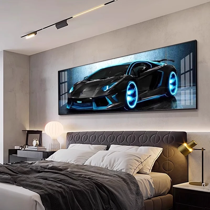 壁画装饰画背景墙汽车青少年儿童挂画男孩赛车房间装饰床头房卧室