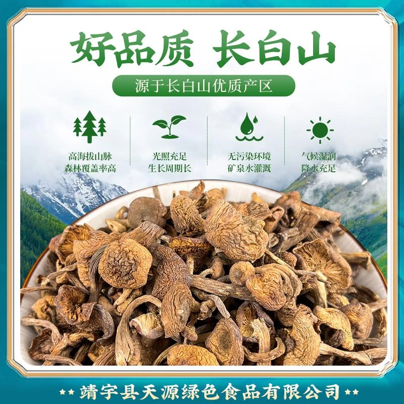 新货长白山特产级野生榛蘑东北小鸡炖蘑菇丁干货无根去根笋0g