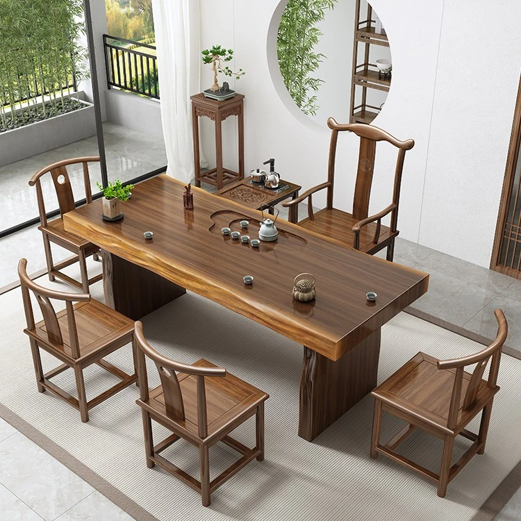 大板茶桌椅组合办公室茶台会议桌功夫泡茶桌茶具套装一体新中式