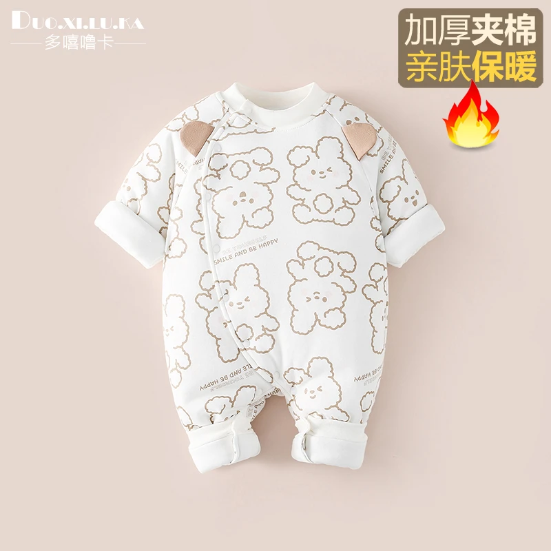 婴儿棉服冬季加厚宝宝加厚棉衣冬季婴儿夹棉加厚连体衣外出服棉衣