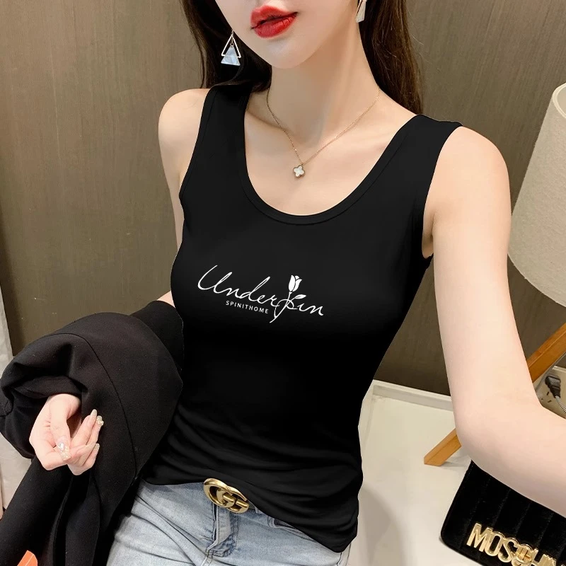 黑色吊带背心女内搭圆领修身秋冬季2025新款百搭纯棉紧身无袖上衣