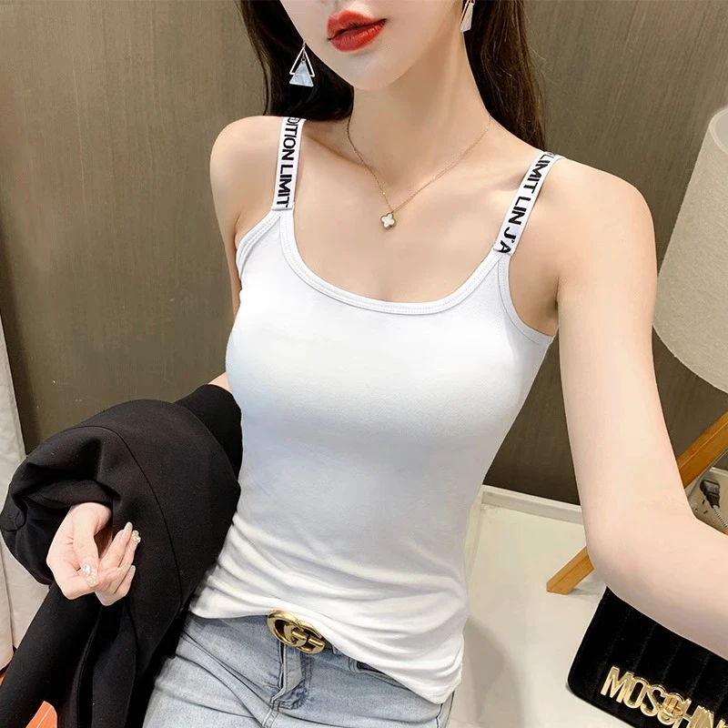 白色吊带背心女内搭无袖纯棉性感爆款美背紧身外穿女士打底衫上衣