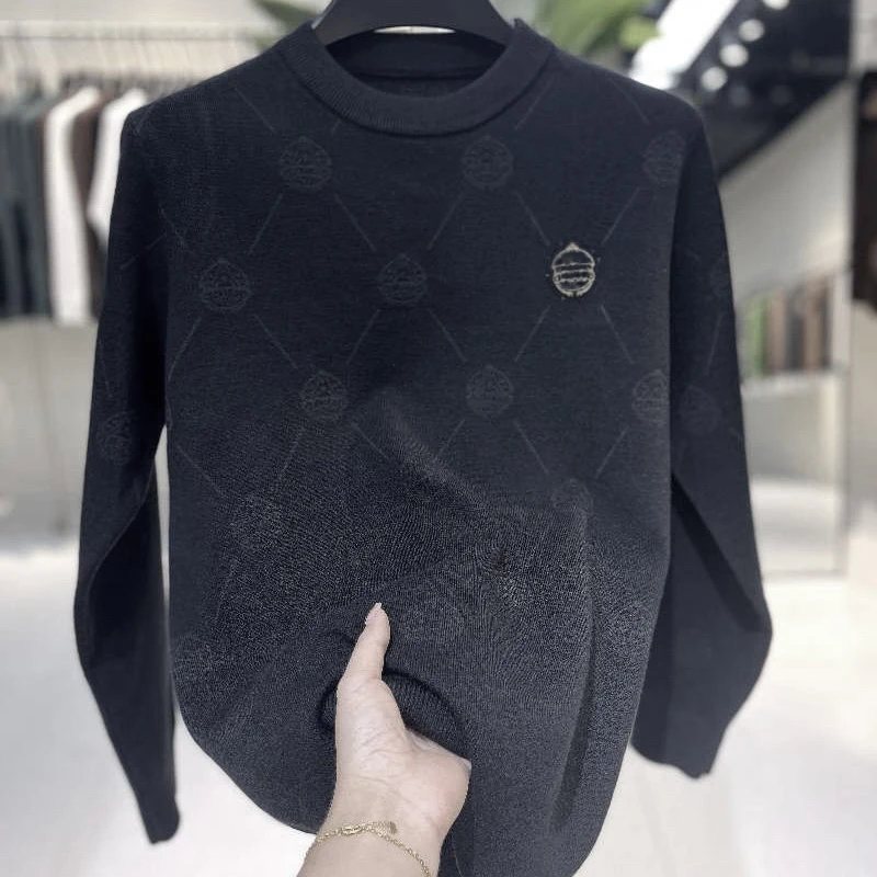 欧货男士秋冬休闲时尚百搭日常男款圆领欧美风针织衫打底毛衣 882