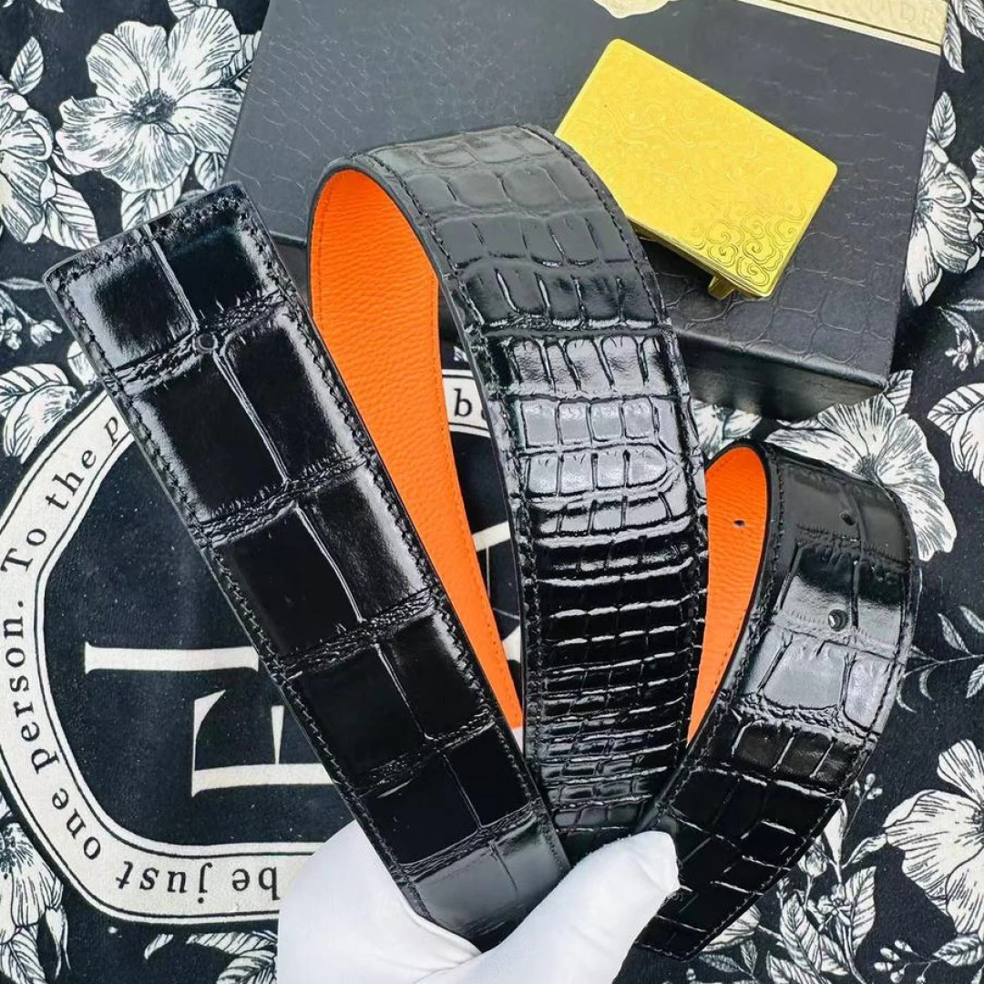 3.8高档奢华鳄鱼皮皮带腰带高级质感百搭耐用（单皮带礼盒装）