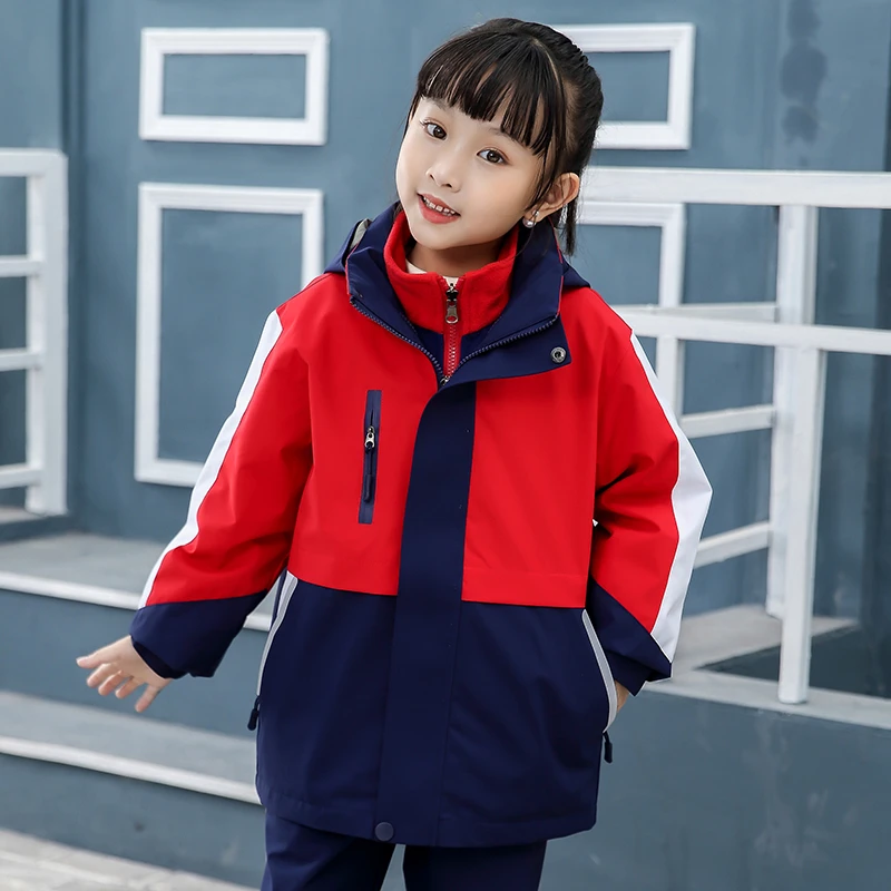 户外儿童男女防风寒保暖冲锋衣幼儿园班服园服校服定制印logo校徽
