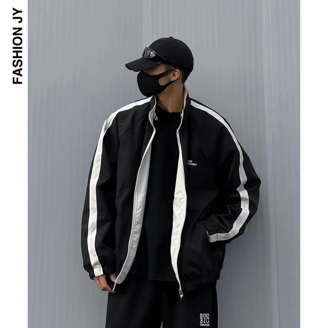 FASHIONJY春季新款两面穿百搭防水宽松立领冲锋衣夹克外套J3032