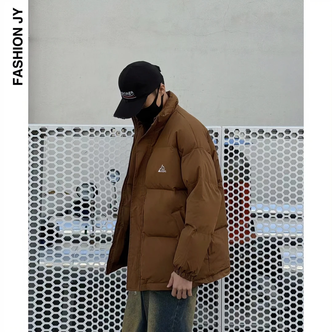 FASHIONJY冬季新款简约加厚三色刺绣字母情侣立领保暖棉衣MY3658