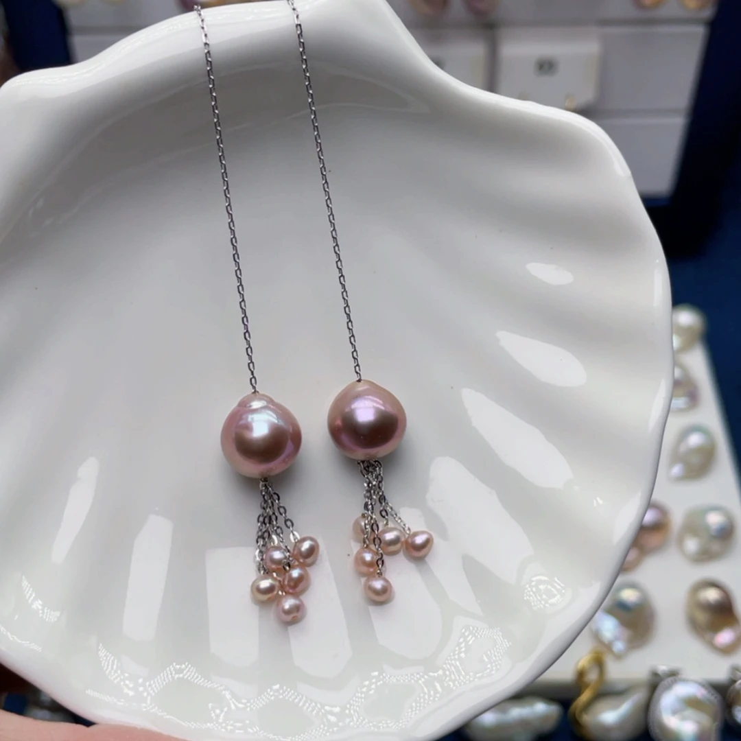 【闪购商品】淡水珍珠耳饰未镶嵌烟**菲