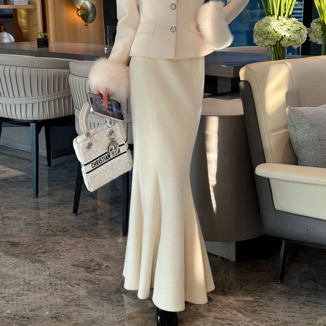 MD进进原创【留洋千金】2025冬季法式轻奢气质百搭鱼尾显瘦半身裙