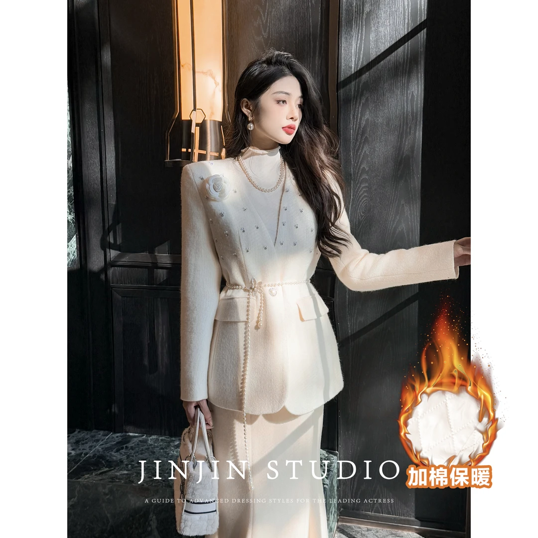 MD进进原创【财阀千金】2024红人上新时尚法式小香风毛呢秋冬厚外套