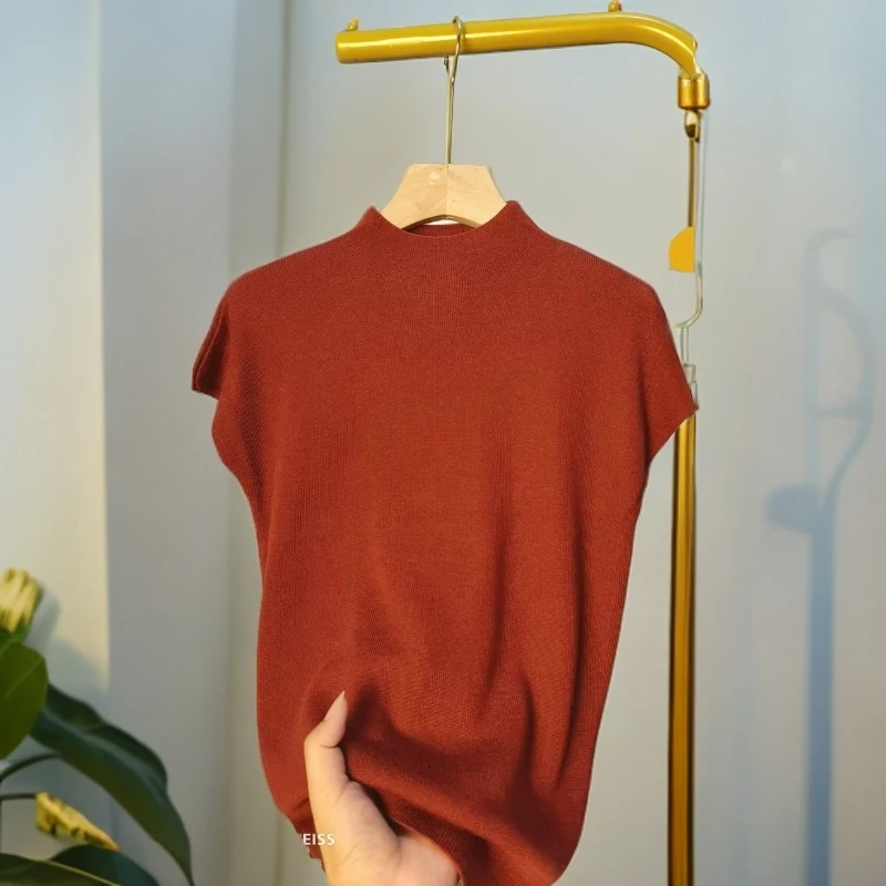 小飞袖半高领时尚针织衫休闲百搭简约