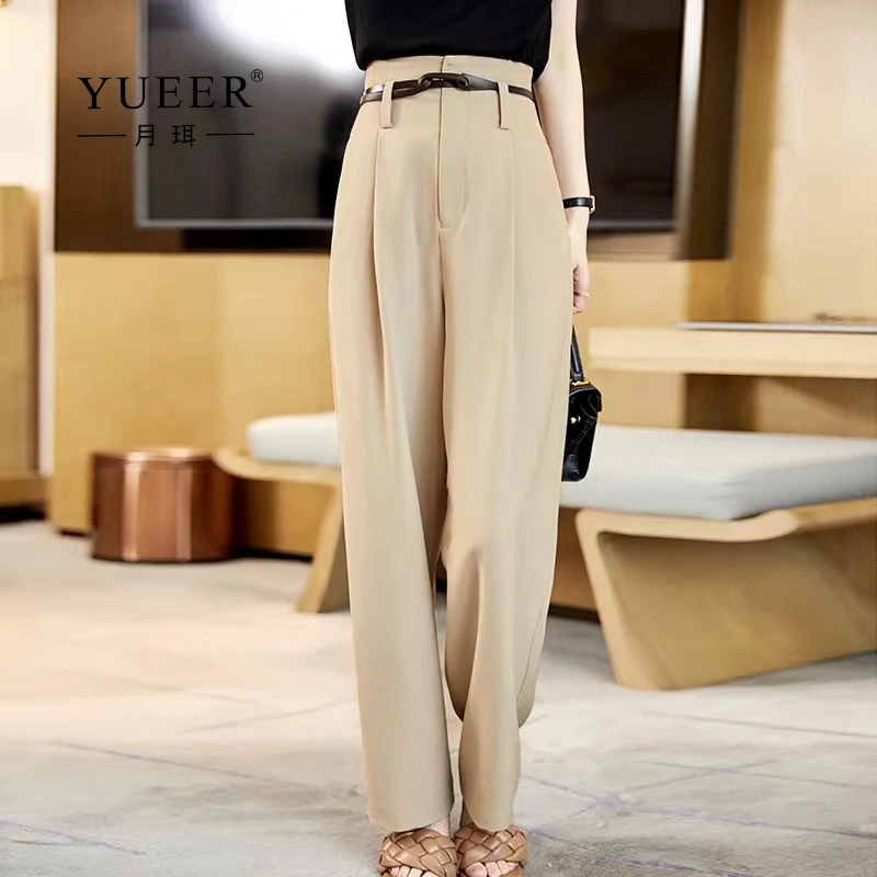 月珥春夏秋季新款高腰阔腿西装裤女显瘦休闲裤宽松垂感通勤薄款