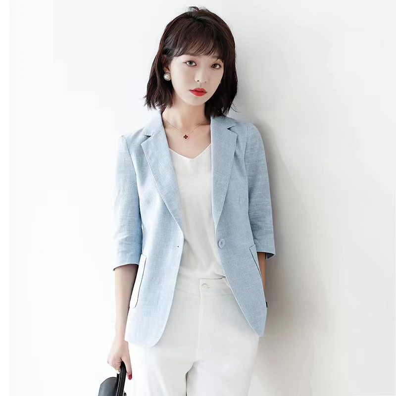 薄款新款蓝色高级高档职业一粒扣春秋款气质休闲通勤西服小西装
