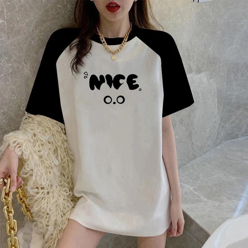 欧货圆领拼接撞色短袖T恤女纯棉2024新款夏季爆款设计感上衣打底