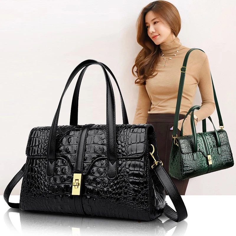 轻奢潮流鳄鱼纹包包经典时尚百搭女士手提斜挎包