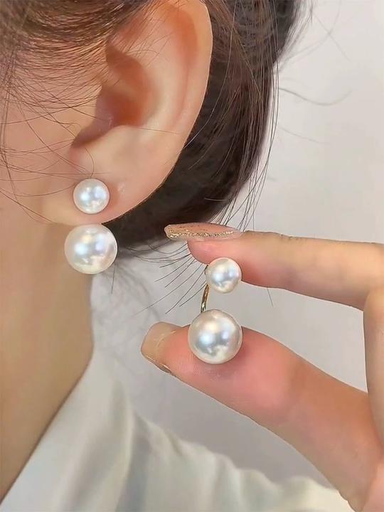 合金耳饰 一款两戴珠珠耳环轻奢高级感简约耳钉2024新款小众耳饰