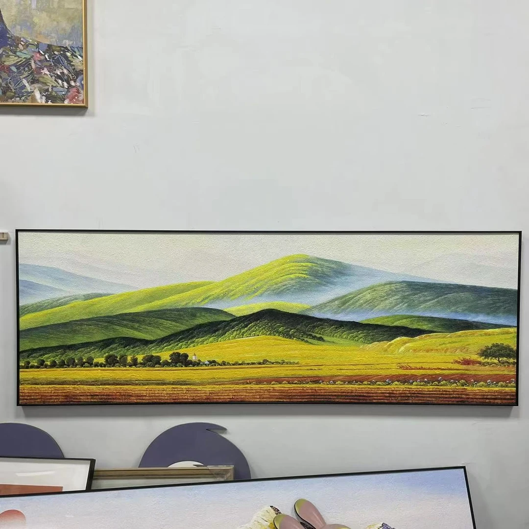 货手工砂岩添笔油画装饰画风景客厅墙卧室玄关挂画草地70200