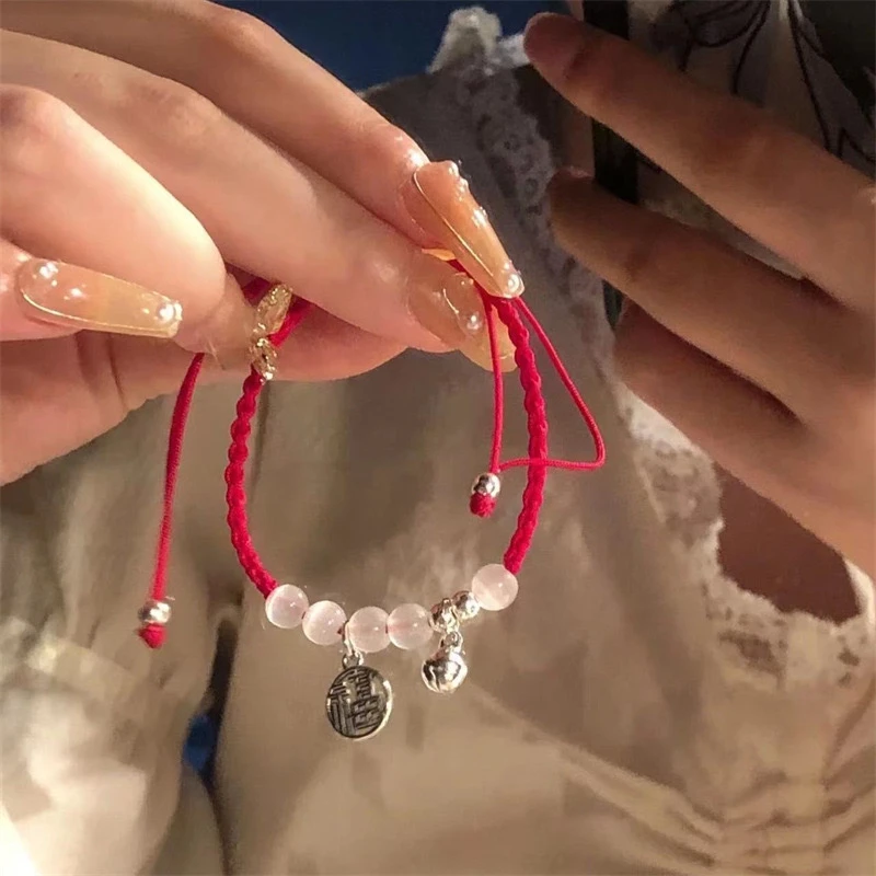 新中式福牌.铃铛红绳手链K208
