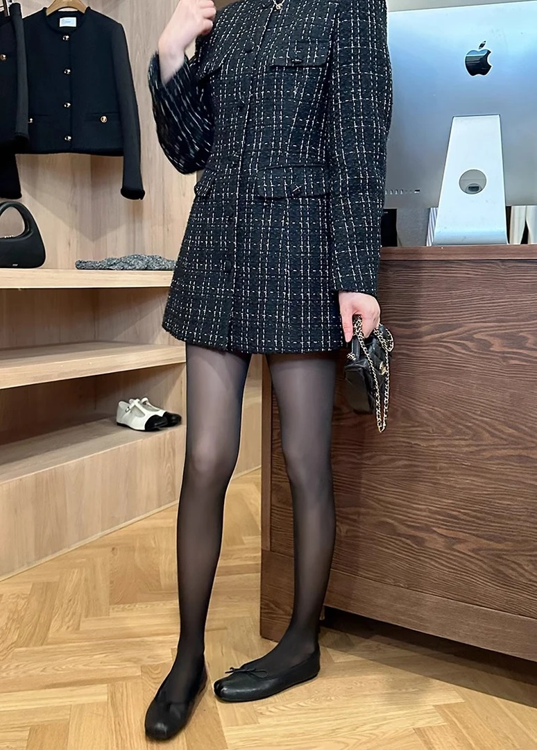 widelia2023FW 加绒加厚黑色丝袜女纯色打底连裤袜保暖厚款