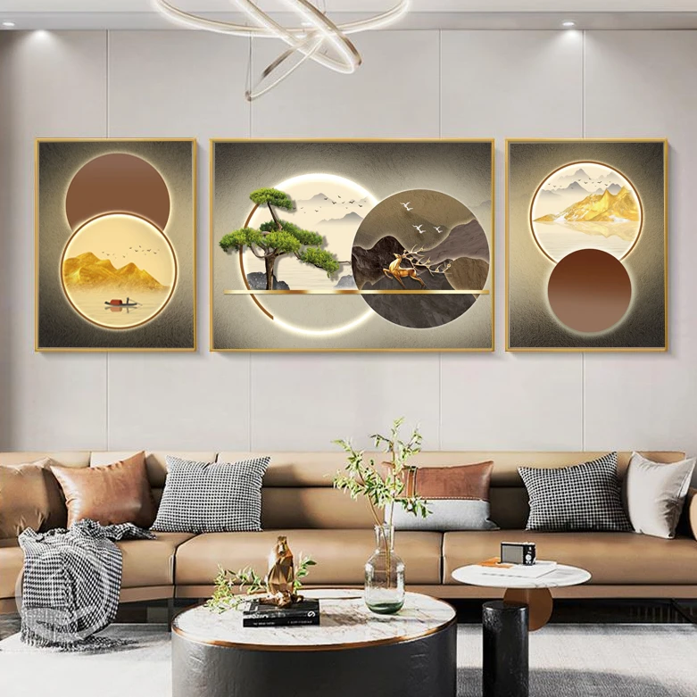 新款客厅三联画沙发挂画卧室餐厅装饰画床头晶瓷装饰画简约框画