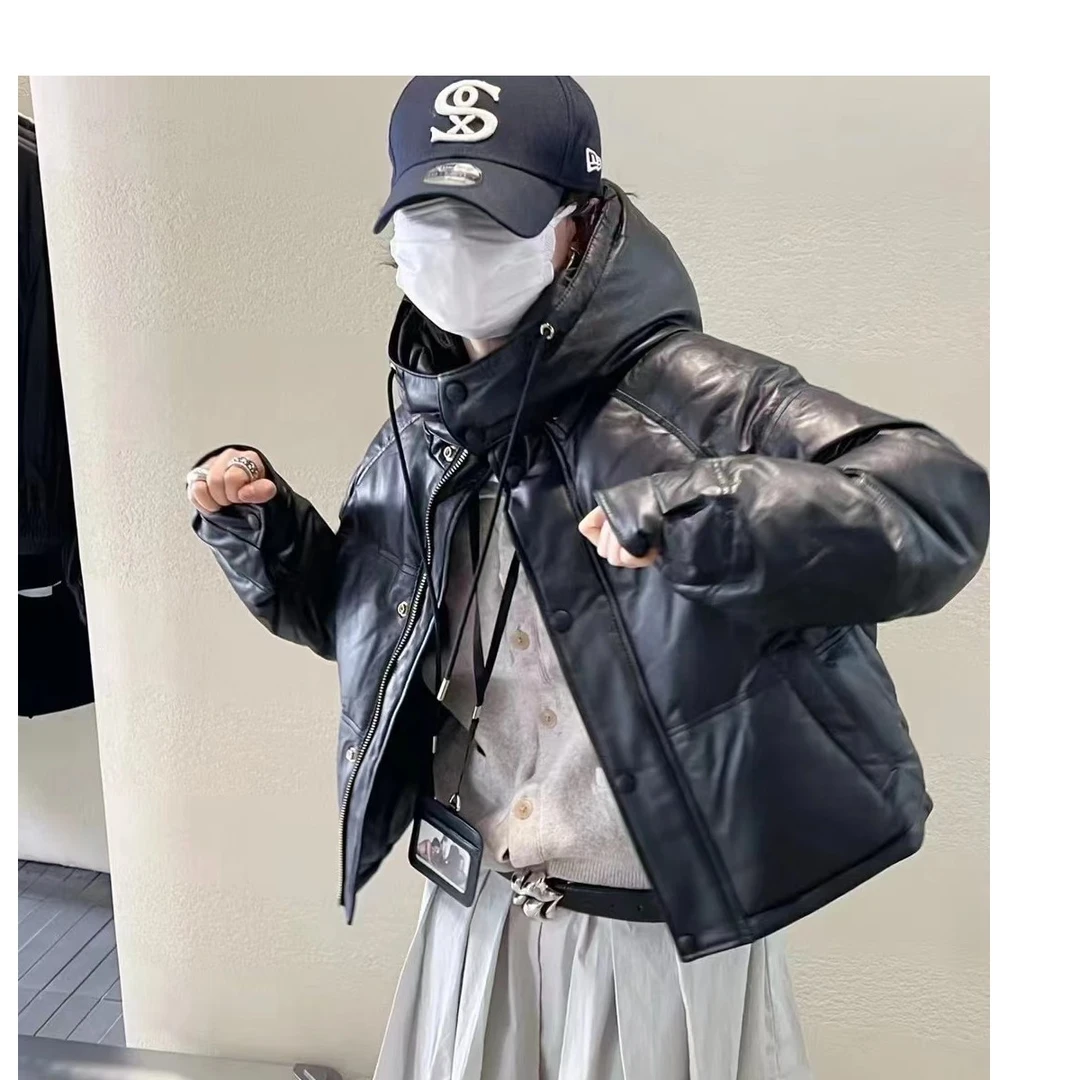 西夏尚美【0085】短款百搭长袖面包服休闲潮流外套女士短款羊皮时尚