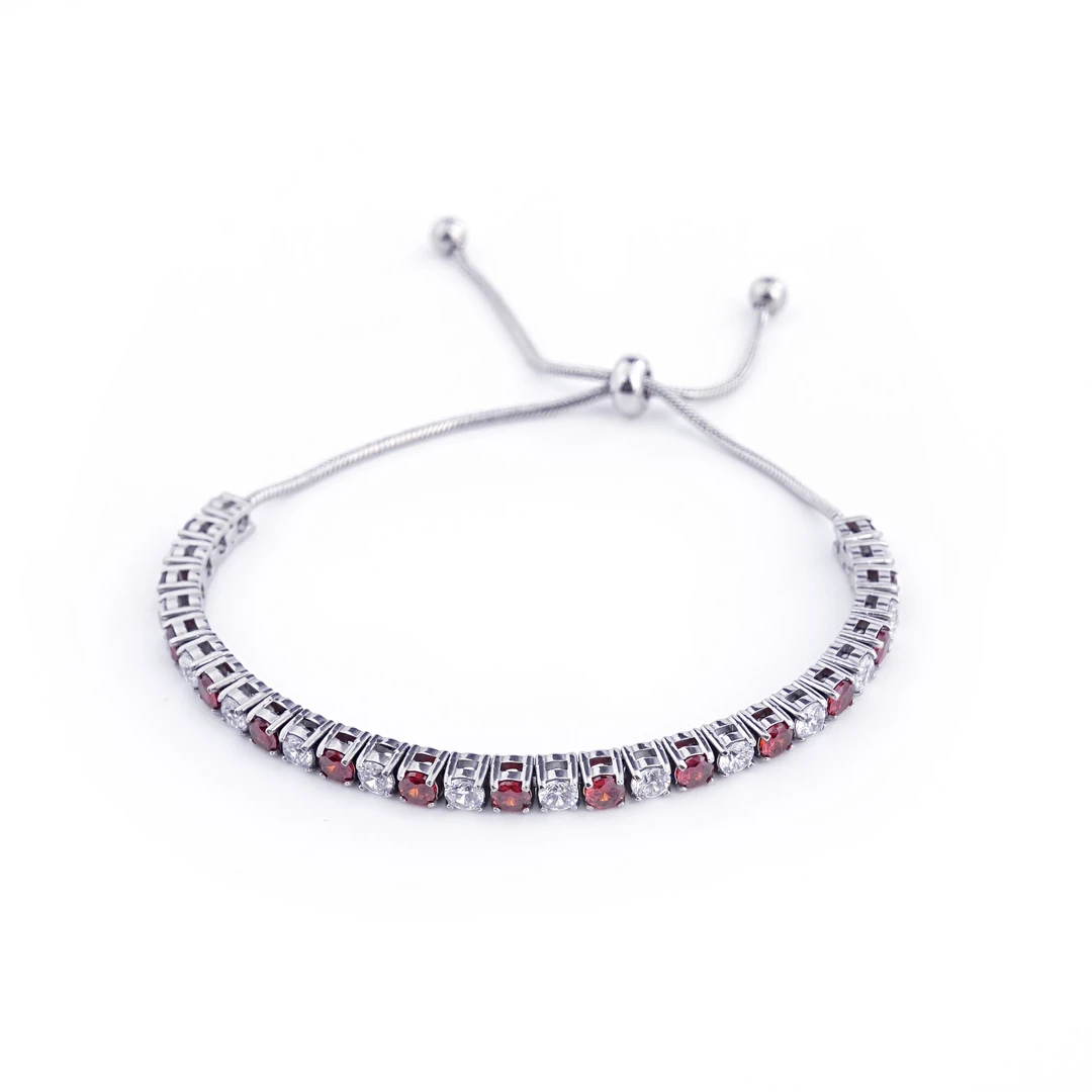 黄铜合成锆石手链 LUX时尚新品彩色锆石网球手链日常百搭