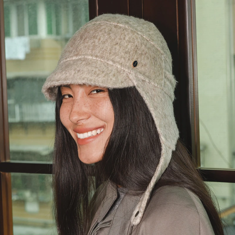 JOJOKUR双面呢可翻转双面戴雷锋帽户外风格秋冬时尚绒帽保暖帽