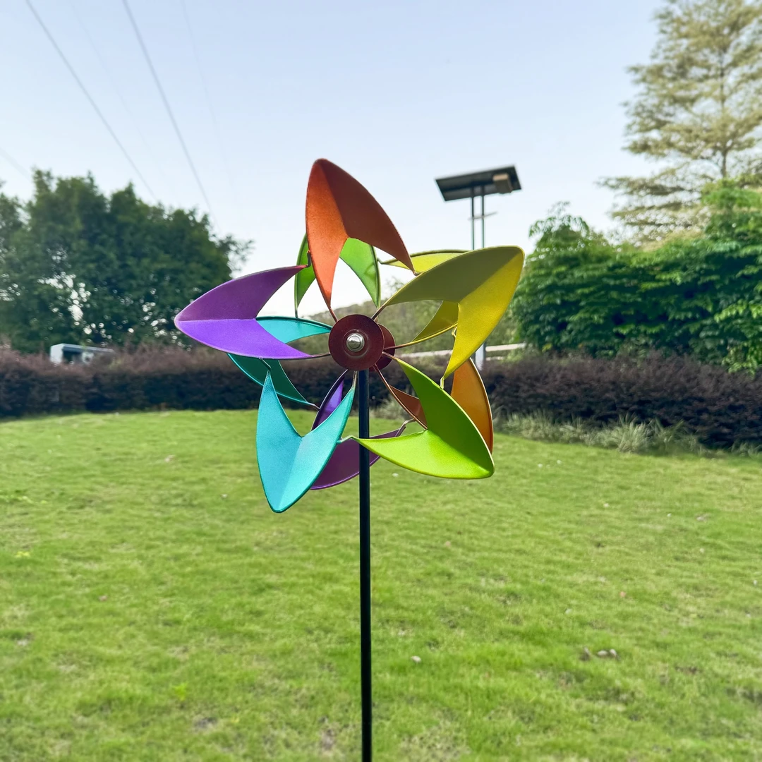 户外花园太阳花向日葵花插铁艺庭院阳台精致摆件风车旋转装饰造景