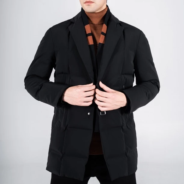 AipuDongni/艾普东尼冬季男士中长款西装领时尚休闲保暖羽绒服