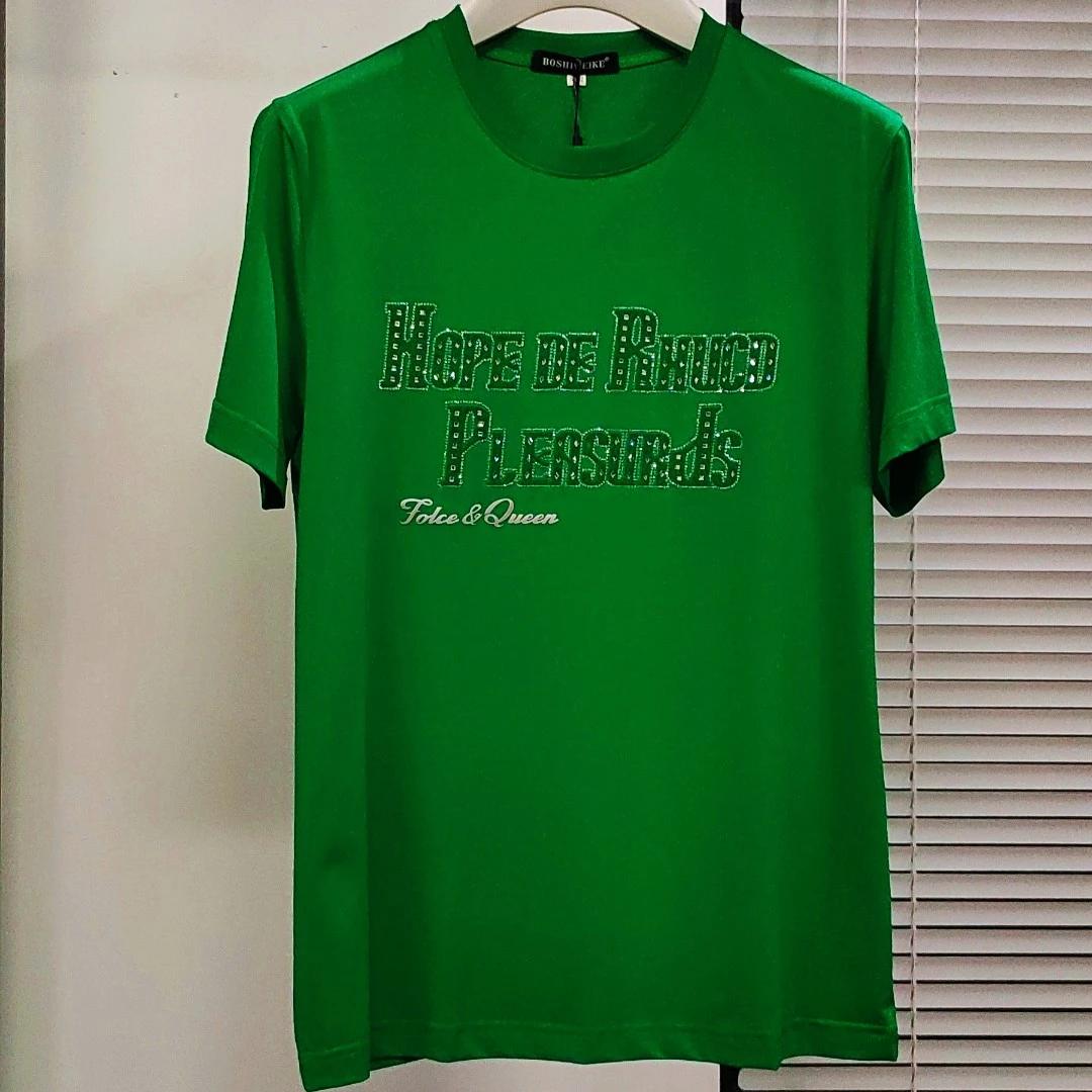 BOSHIWEIKE/波仕维克夏季男士时尚休闲重工圆领短袖百搭棉T恤