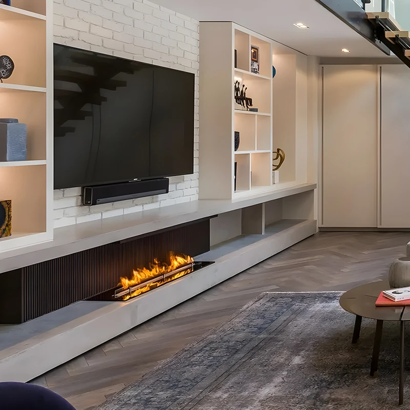 林肯酒精壁炉装饰柜真火焰壁炉取暖器家用嵌入式壁炉电视柜背景墙