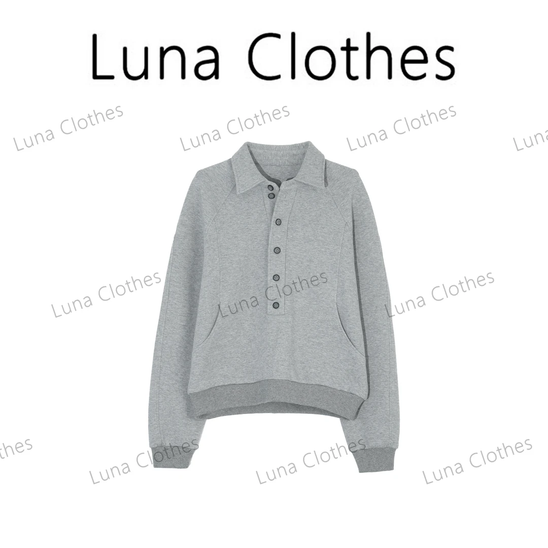 张妍LUNA‘半开领卫衣’秋冬新款衬衫半开领休闲时尚卫衣24110402