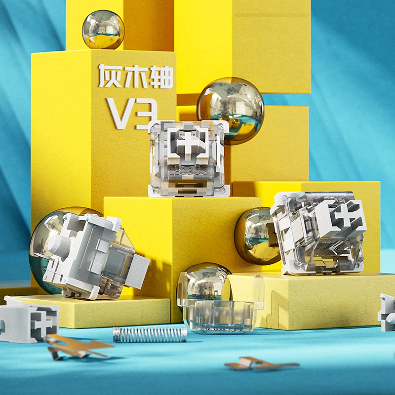 【五颗】LEOBOG灰木轴V3热插拔线性轴3脚厚润客制化HIFI麻将音